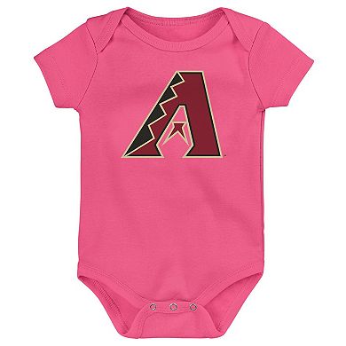 Infant Red/Black/Pink Arizona Diamondbacks Baseball Baby 3-Pack Bodysuit Set