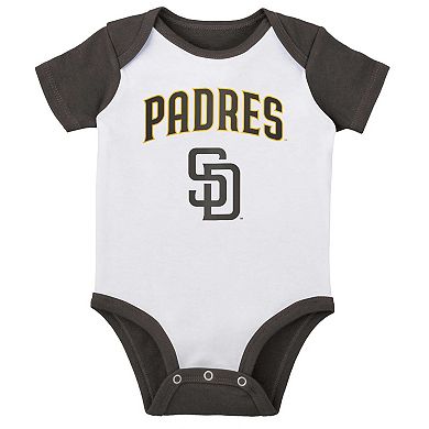 Infant White/Heather Gray San Diego Padres Two-Pack Little Slugger Bodysuit Set