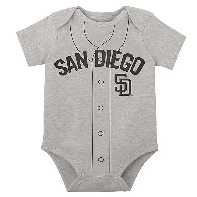 Infant White/Heather Gray San Diego Padres Two-Pack Little Slugger Bodysuit Set