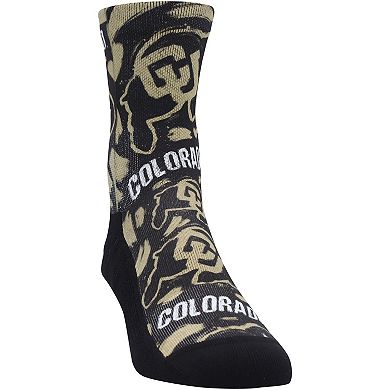 Youth Rock Em Socks Colorado Buffaloes Allover Logo & Paint Crew Socks