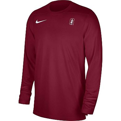 Men's Nike Cardinal Stanford Cardinal 2023 Sideline Coaches Long Sleeve Performance Top