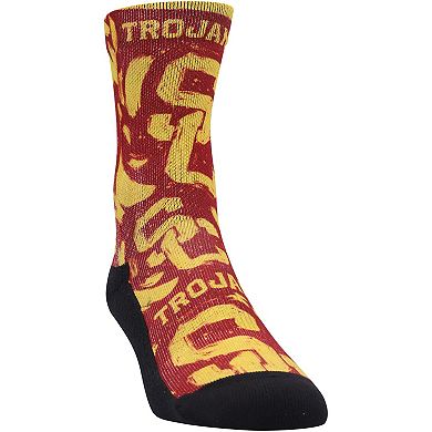 Youth Rock Em Socks USC Trojans Allover Logo & Paint Crew Socks