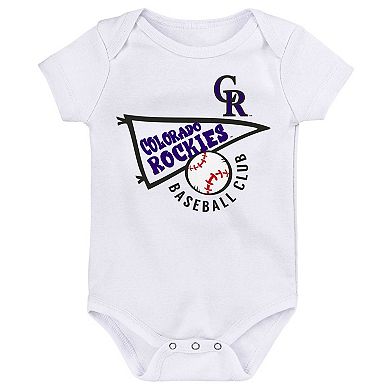Newborn & Infant Purple/White/Heather Gray Colorado Rockies Biggest Little Fan 3-Pack Bodysuit Set