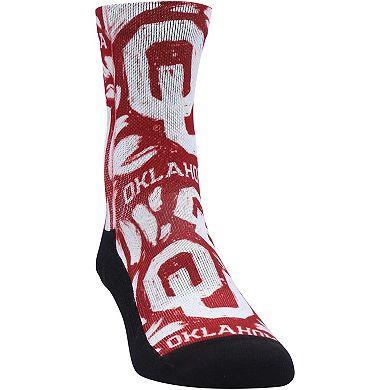 Youth Rock Em Socks Oklahoma Sooners Allover Logo & Paint Crew Socks