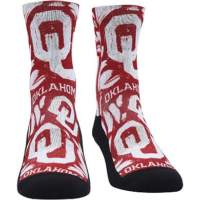 Youth Rock Em Socks Oklahoma Sooners Allover Logo & Paint Crew Socks