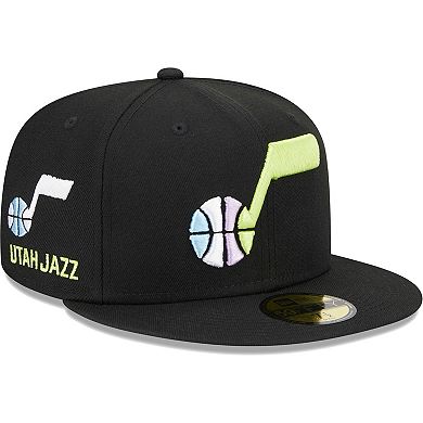 Men's New Era Black Utah Jazz Color Pack 59FIFTY Fitted Hat
