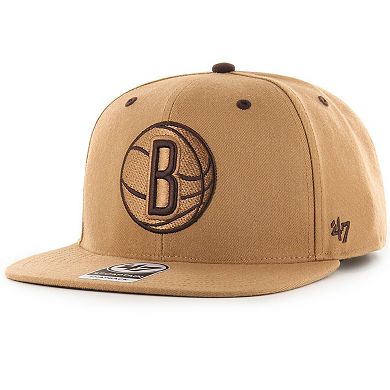 Men's '47  Tan Brooklyn Nets Toffee Captain Snapback Hat