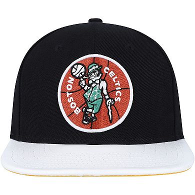 Men's Mitchell & Ness  Black/White Boston Celtics Hardwood ClassicsÂ Wear Away VisorÂ Snapback Hat