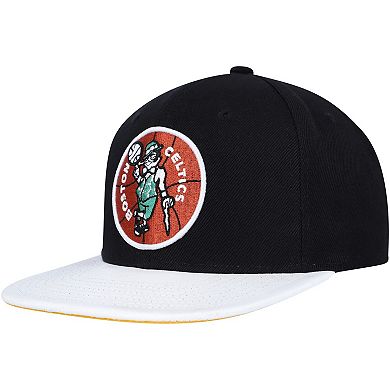 Men's Mitchell & Ness  Black/White Boston Celtics Hardwood ClassicsÂ Wear Away VisorÂ Snapback Hat