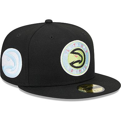 Men's New Era Black Atlanta Hawks Color Pack 59FIFTY Fitted Hat
