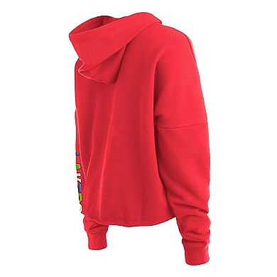 Women's New Era Red Los Angeles Lakers Color Pack Cropped Top Pullover Hoodie