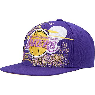 Men's Mitchell & Ness Purple Los Angeles Lakers Hardwood Classics Asian Heritage Scenic Snapback Hat