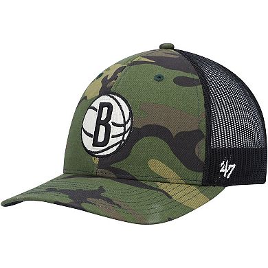 Men's '47  Camo/Black Brooklyn Nets Trucker Snapback Hat