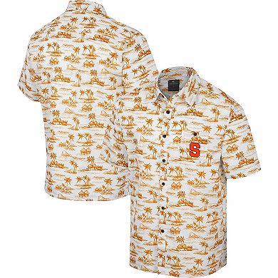 Men's Colosseum White Syracuse Orange Spontaneous is Romantic Camp Button-Up Shirt