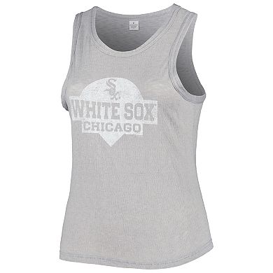 Women's Soft as a Grape Gray Chicago White Sox Plus Size High Neck Tri-Blend Tank Top