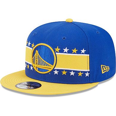 Men's New Era Royal Golden State Warriors Banded Stars 9FIFTY Snapback Hat
