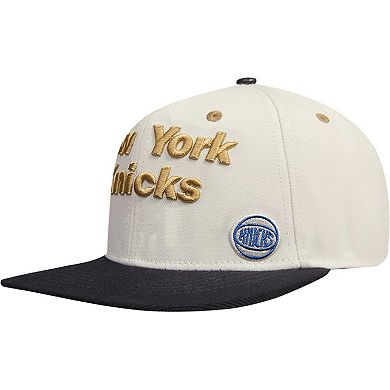 Men's Cream/Black New York Knicks Album Cover Snapback Hat
