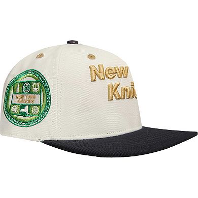 Men's Cream/Black New York Knicks Album Cover Snapback Hat