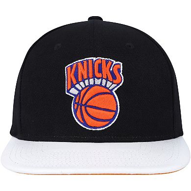 Men's Mitchell & Ness  Black/White New York Knicks Hardwood ClassicsÂ Wear Away VisorÂ Snapback Hat
