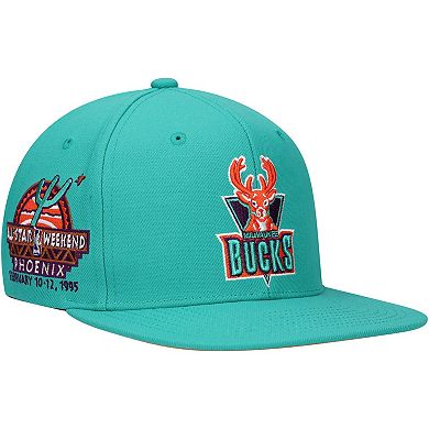 Men's Mitchell & Ness Turquoise Milwaukee Bucks Hardwood Classics 1995 NBA All-Star Weekend Desert Snapback Hat