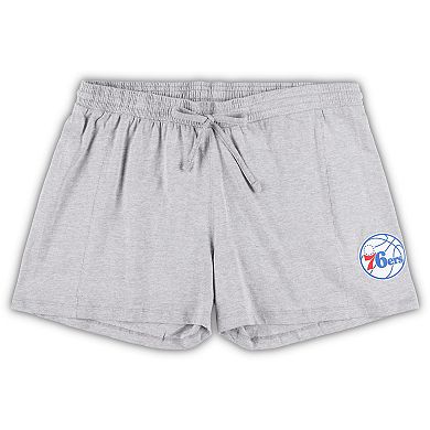 Women's Fanatics Branded Royal/Heather Gray Philadelphia 76ers Plus Size T-Shirt & Shorts Combo Set