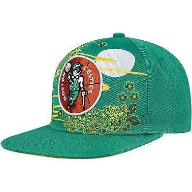 Men's Mitchell & Ness Kelly Green Boston Celtics Hardwood Classics Asian Heritage Scenic Snapback Hat