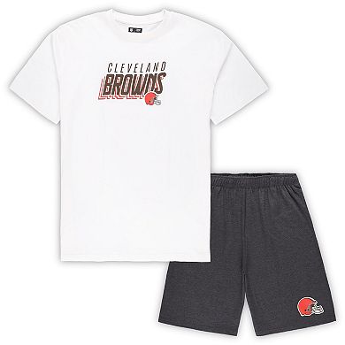 Men's Concepts Sport White/Charcoal Cleveland Browns Big & Tall T-Shirt and Shorts Set