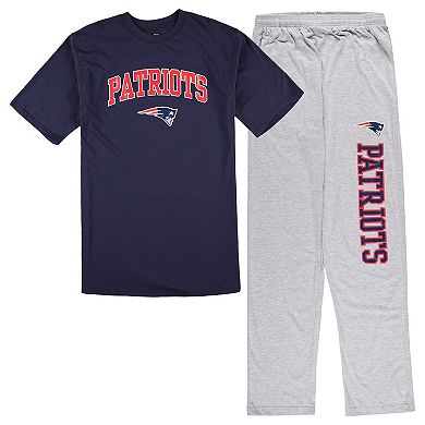 Men's Concepts Sport Navy/Heather Gray New England Patriots Big & Tall T-Shirt & Pajama Pants Sleep Set
