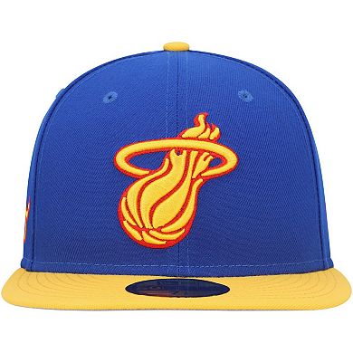 Men's New Era Blue Miami Heat Side Patch 59FIFTY Fitted Hat