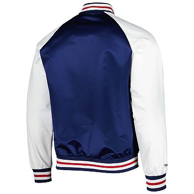Men's Mitchell & Ness Blue/White New York Rangers Primetime Raglan Satin Full-Snap Jacket