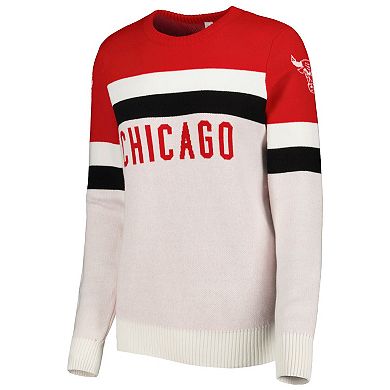 Women's Lusso Red/Cream Chicago Bulls Dominique Pullover Sweater