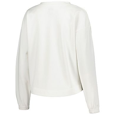 Women's Concepts Sport  White Brooklyn Nets Sunray Notch Neck Long Sleeve T-Shirt
