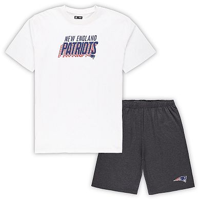 Men's Concepts Sport White/Charcoal New England Patriots Big & Tall T-Shirt and Shorts Set