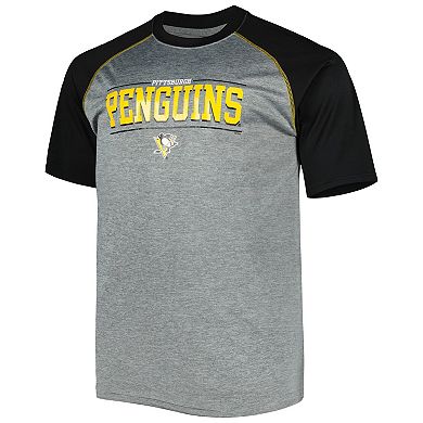 Men's Heather Gray Pittsburgh Penguins Big & Tall Logo Raglan T-Shirt