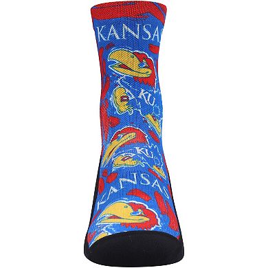 Youth Rock Em Socks Kansas Jayhawks Allover Logo & Paint Crew Socks