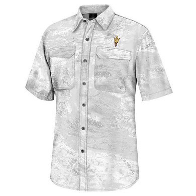 Men's Colosseum  White Arizona State Sun Devils Realtree Aspect Charter Full-Button Fishing Shirt