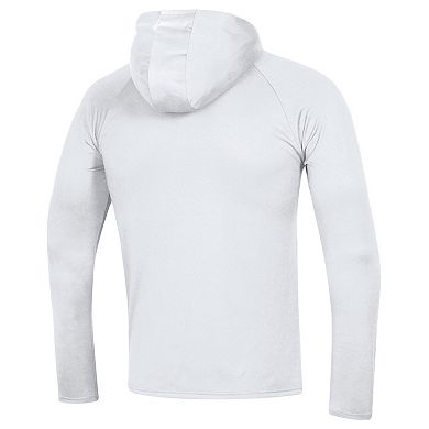 Men's Under Armour  White Maryland Terrapins School Logo Raglan Long Sleeve Hoodie Performance T-Shirt