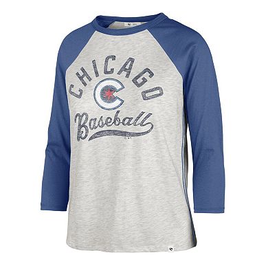 Women's '47 Gray Chicago Cubs City Connect Retro Daze Ava Raglan 3/4-Sleeve T-Shirt