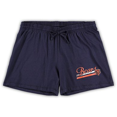 Women's Concepts Sport White/Navy Chicago Bears Plus Size Downfield T-Shirt & Shorts Sleep Set