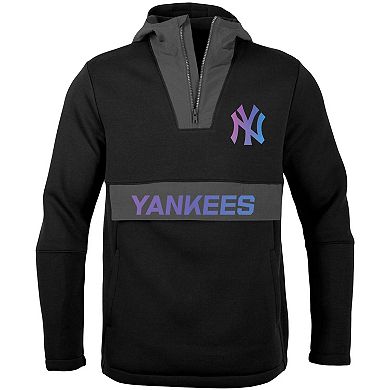 Men's Levelwear Black New York Yankees Ruckus Quarter-Zip Hoodie