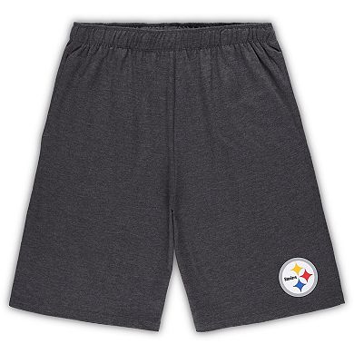 Men's Concepts Sport White/Charcoal Pittsburgh Steelers Big & Tall T-Shirt and Shorts Set