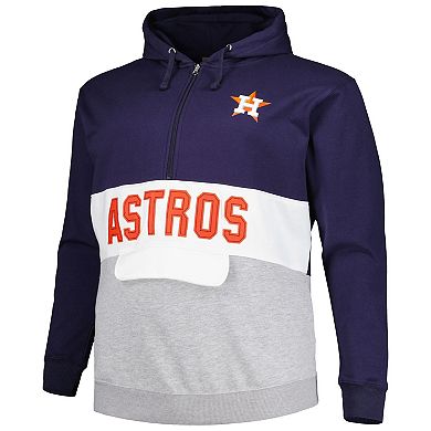 Men's Navy/White Houston Astros Big & Tall Fleece Half-Zip Hoodie