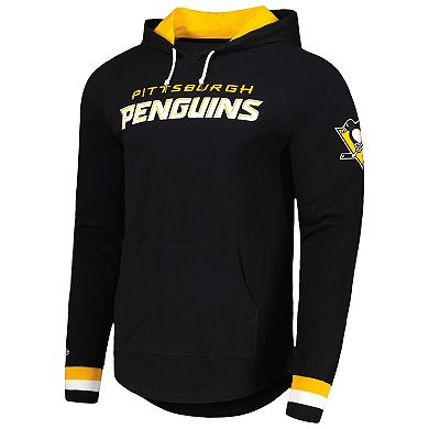Men's Mitchell & Ness Black Pittsburgh Penguins Legendary Slub Hoodie Long Sleeve T-Shirt