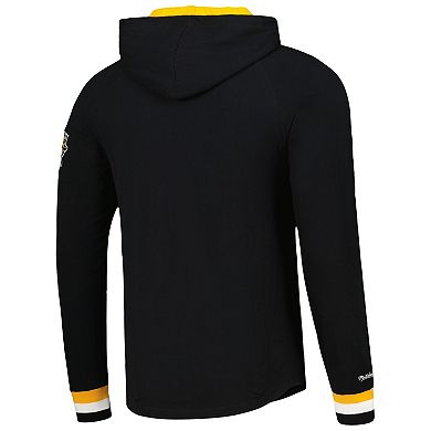Men's Mitchell & Ness Black Pittsburgh Penguins Legendary Slub Hoodie Long Sleeve T-Shirt