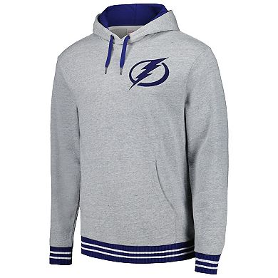 Men's Mitchell & Ness  Heather Gray Tampa Bay Lightning Classic French Terry Pullover Hoodie