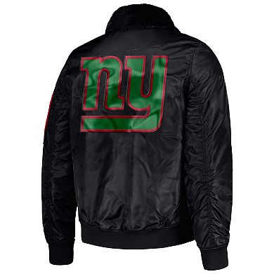 Men's Starter x Ty Mopkins Black New York Giants Black History Month Satin Full-Zip Jacket