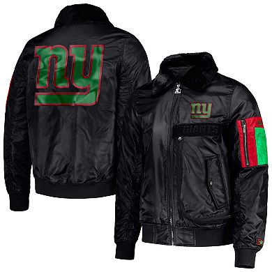 Men's Starter x Ty Mopkins Black New York Giants Black History Month Satin Full-Zip Jacket