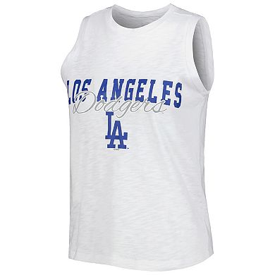 Women's Concepts Sport White Los Angeles Dodgers Reel Pinstripe Tank Top & Shorts Sleep Set