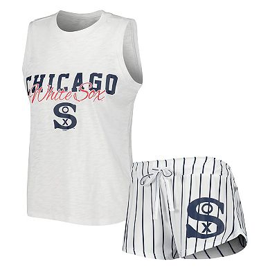 Women's Concepts Sport White Chicago White Sox Reel Pinstripe Tank Top & Shorts Sleep Set