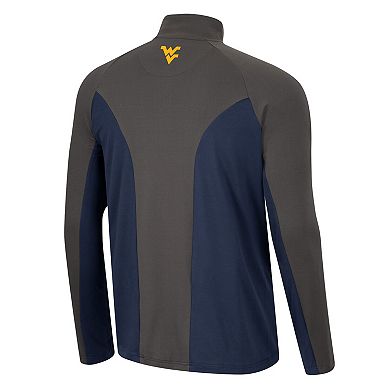 Men's Colosseum Navy/Charcoal West Virginia Mountaineers Two Yutes Raglan Quarter-Zip Windshirt